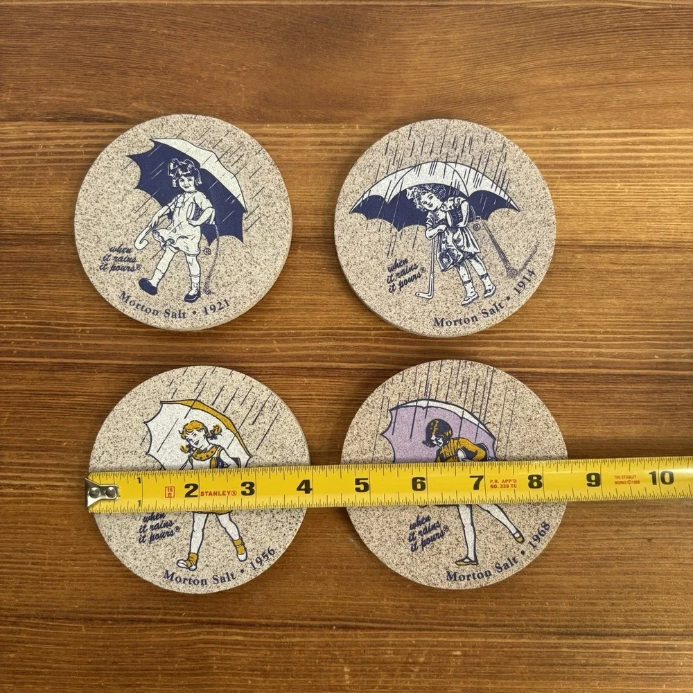 Thirstystone Morton Salt Stone Coasters Set of 4 Designer Collection W Box USA
